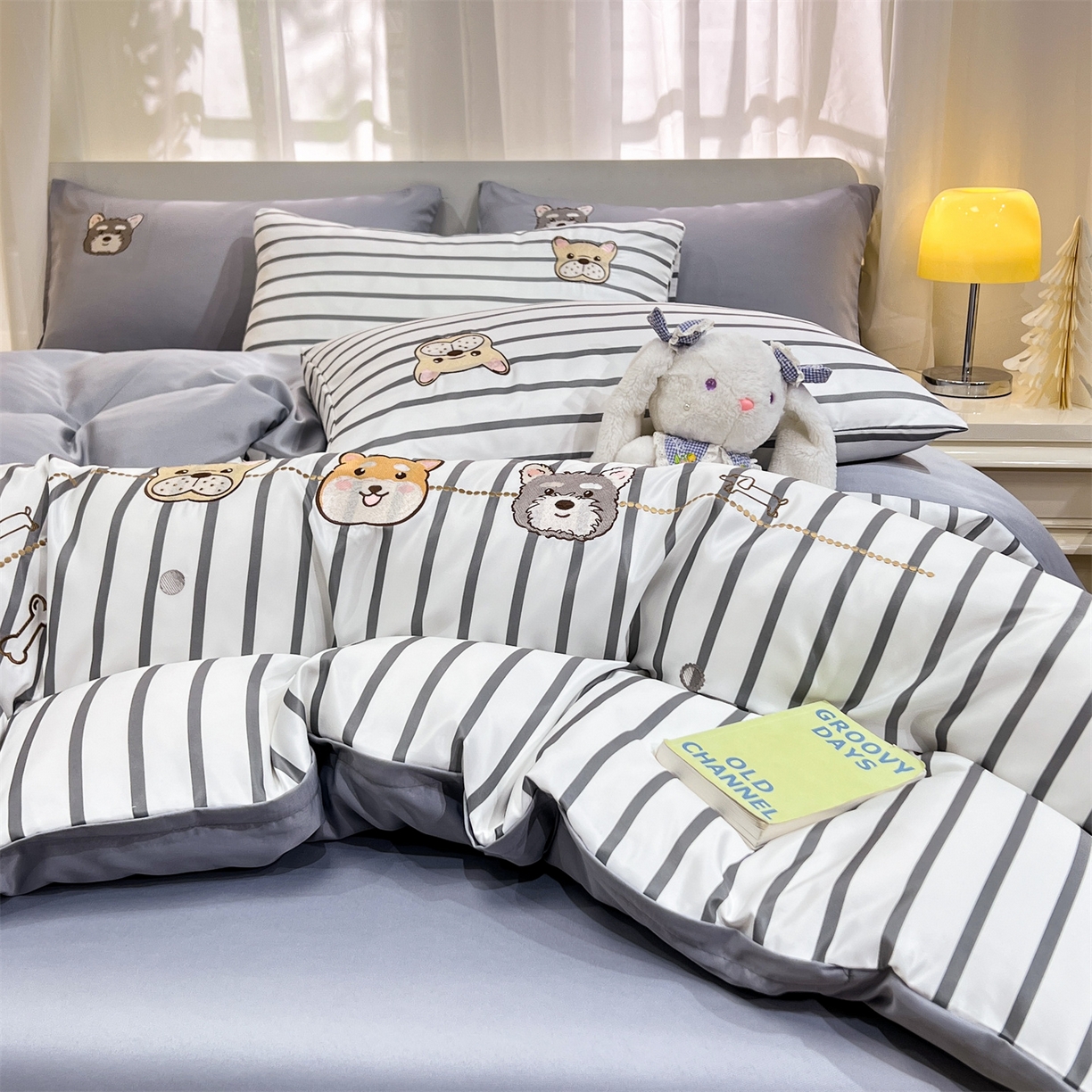 91家纺网 家纺一手货源 找家纺 经年 2026新款水洗真丝四件套-好伙伴 好伙伴-灰