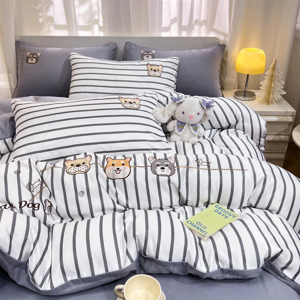 91家纺网 家纺一手货源 找家纺 经年 2026新款水洗真丝四件套-好伙伴 好伙伴-灰