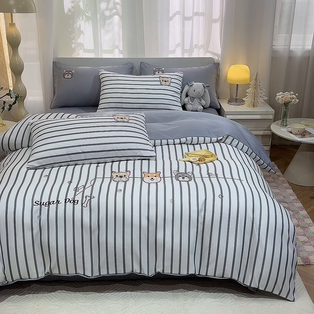 91家纺网 家纺一手货源 找家纺 经年 2026新款水洗真丝四件套-好伙伴 好伙伴-灰