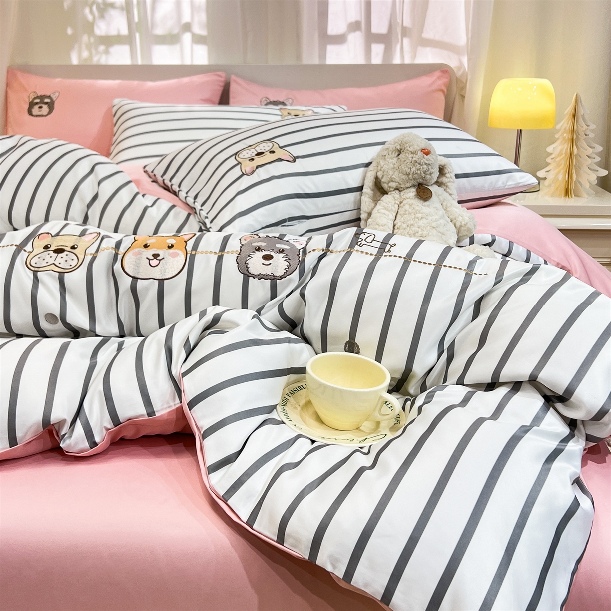 91家纺网 家纺一手货源 找家纺 经年 2026新款水洗真丝四件套-好伙伴 好伙伴-灰玉