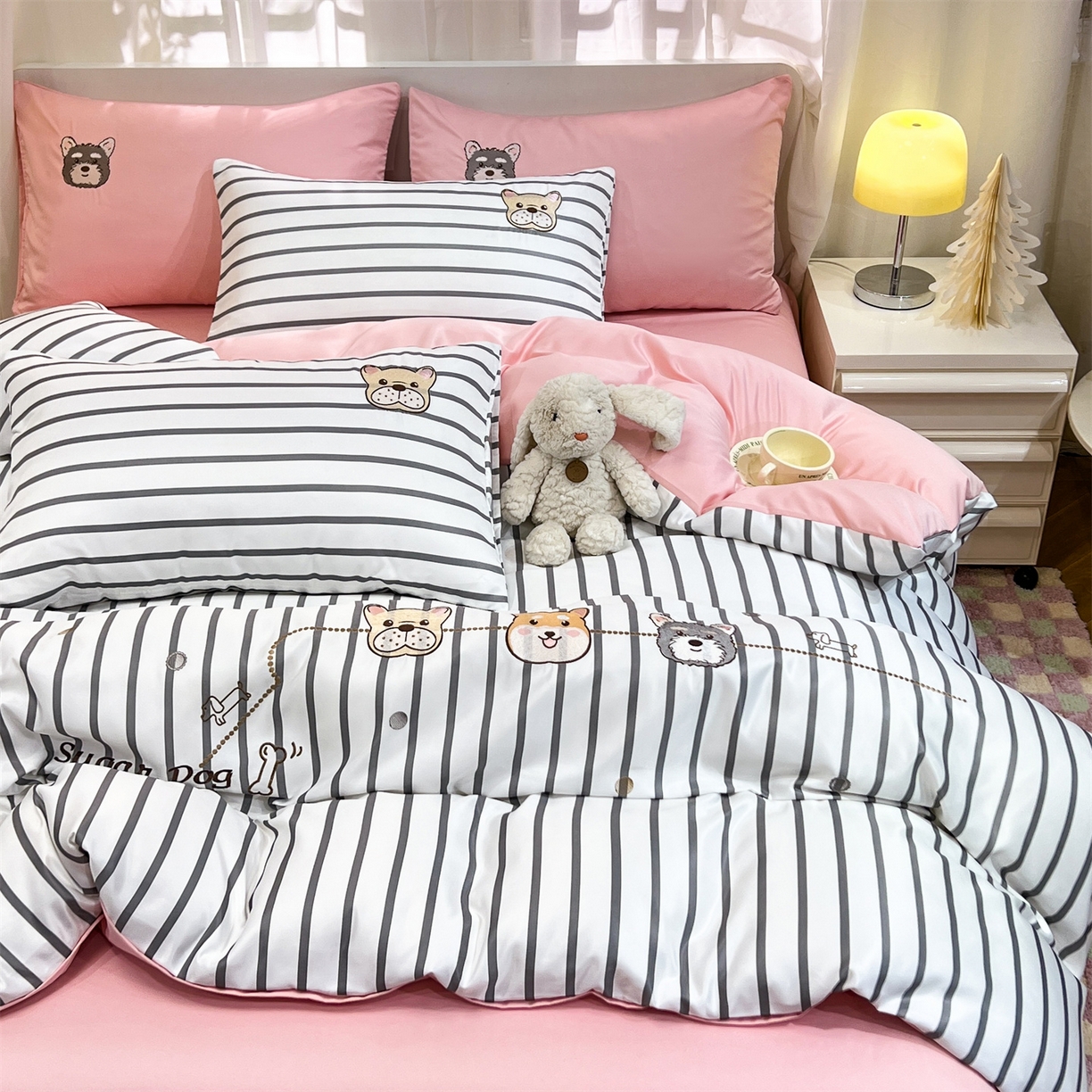 91家纺网 家纺一手货源 找家纺 经年 2026新款水洗真丝四件套-好伙伴 好伙伴-灰玉