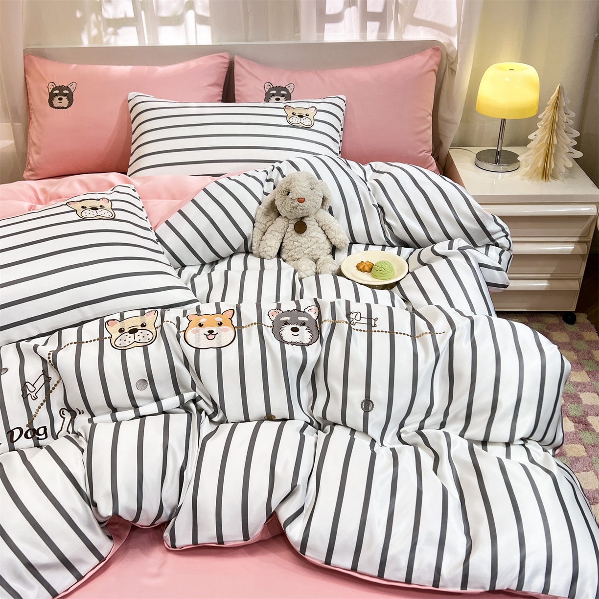 91家纺网 家纺一手货源 找家纺 经年 2026新款水洗真丝四件套-好伙伴 好伙伴-灰玉