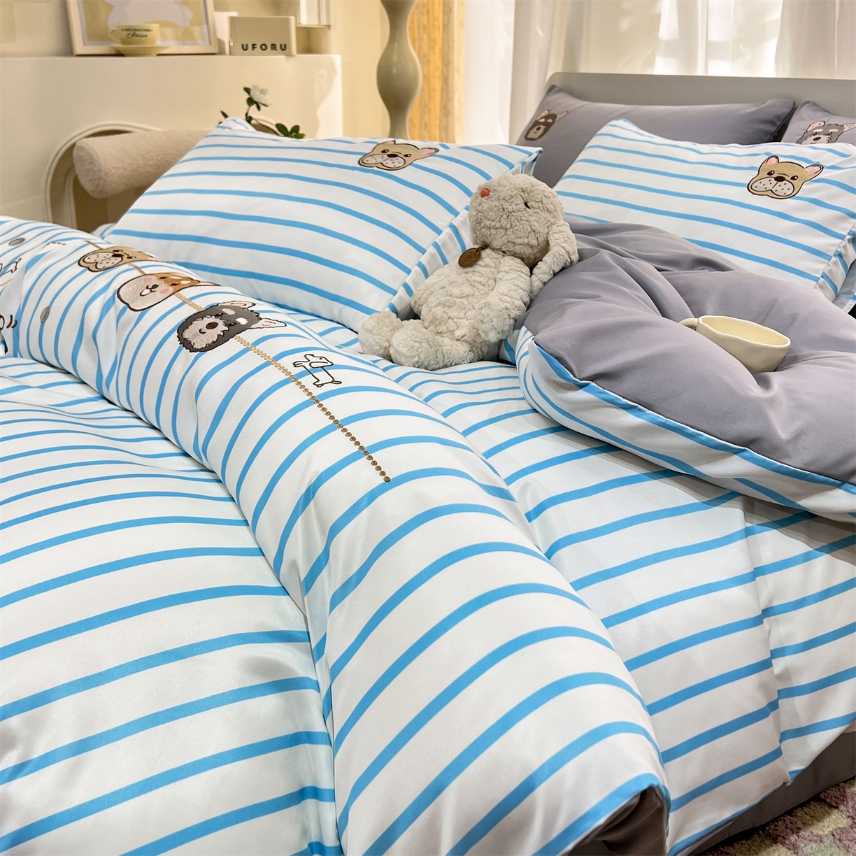 经年 2026新款水洗真丝四件套-好伙伴 好伙伴-蓝灰