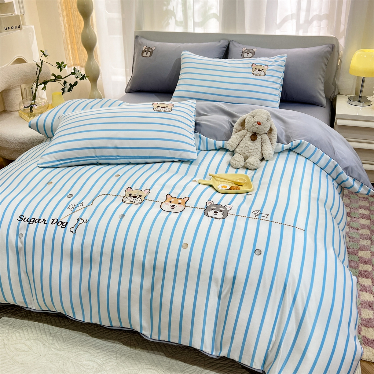 91家纺网 家纺一手货源 找家纺 经年 2026新款水洗真丝四件套-好伙伴 好伙伴-蓝灰