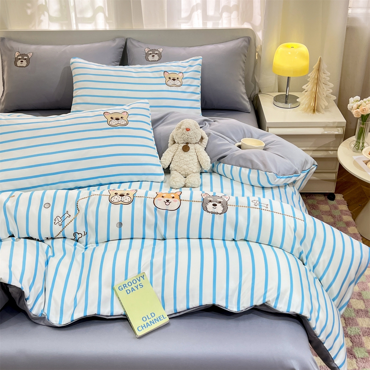 91家纺网 家纺一手货源 找家纺 经年 2026新款水洗真丝四件套-好伙伴 好伙伴-蓝灰