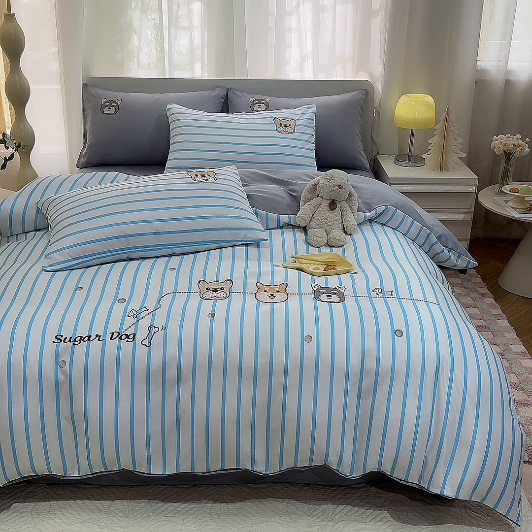 91家纺网 家纺一手货源 找家纺 经年 2026新款水洗真丝四件套-好伙伴 好伙伴-蓝灰