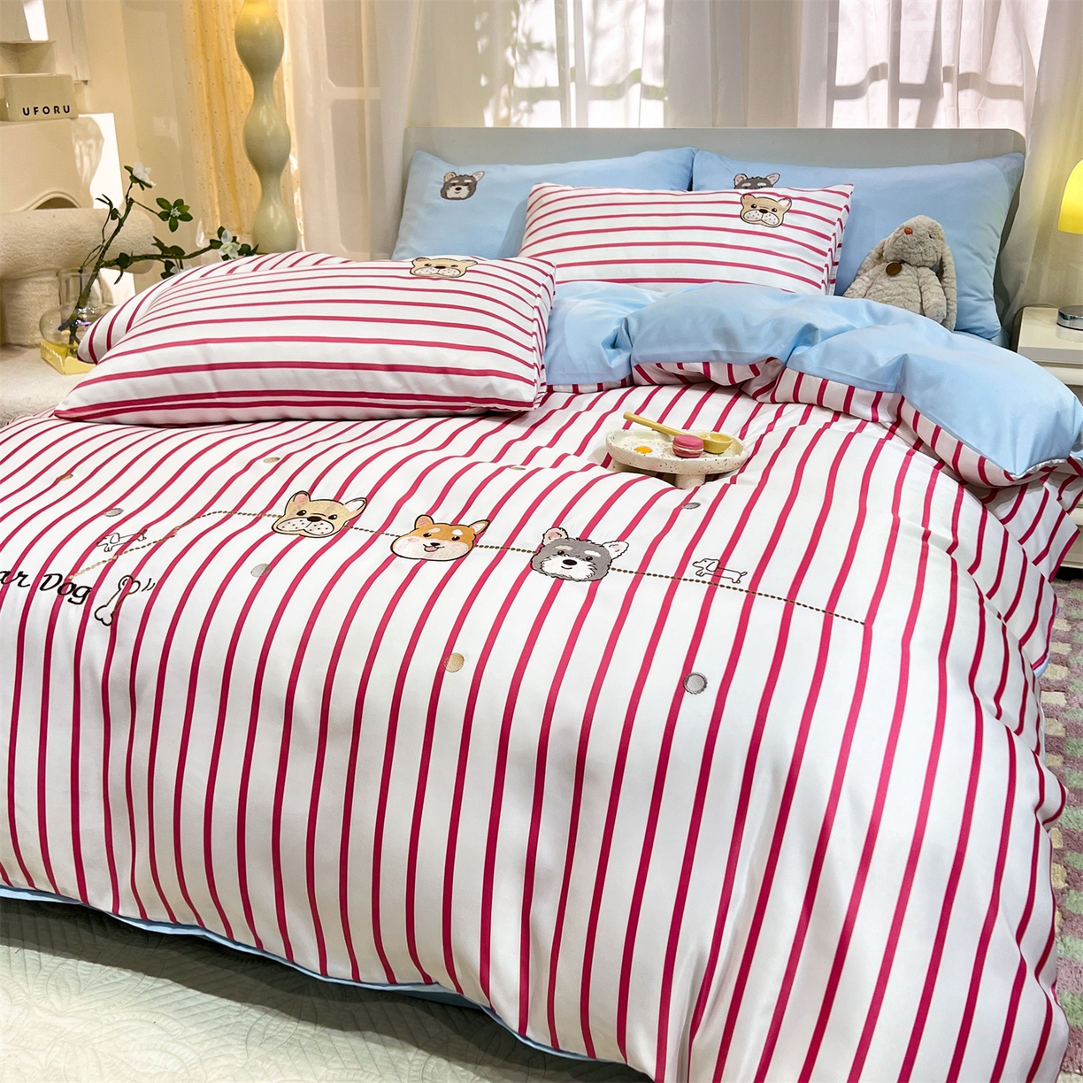 91家纺网 家纺一手货源 找家纺 经年 2026新款水洗真丝四件套-好伙伴 好伙伴-玫蓝