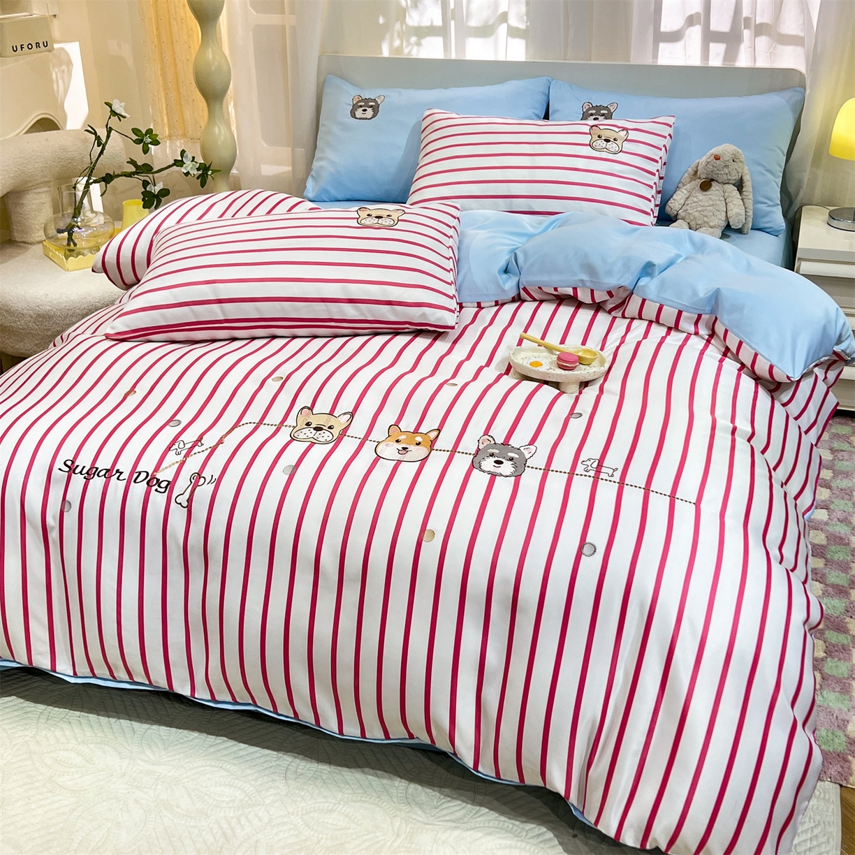 91家纺网 家纺一手货源 找家纺 经年 2026新款水洗真丝四件套-好伙伴 好伙伴-玫蓝