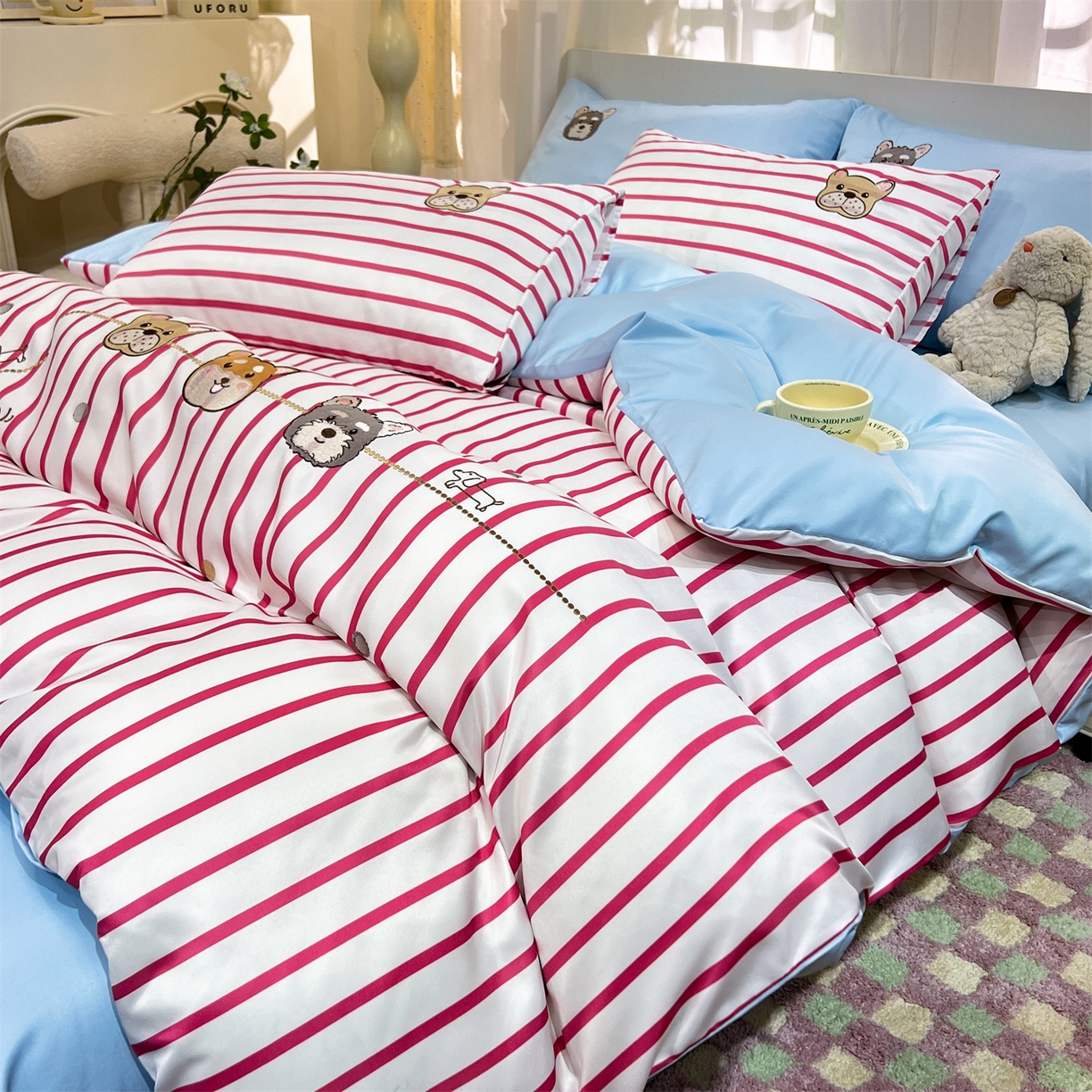 91家纺网 家纺一手货源 找家纺 经年 2026新款水洗真丝四件套-好伙伴 好伙伴-玫蓝