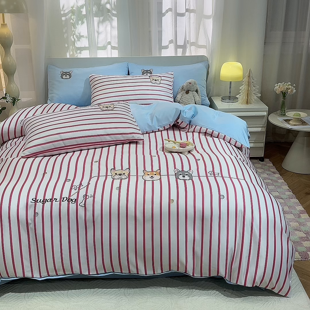 91家纺网 家纺一手货源 找家纺 经年 2026新款水洗真丝四件套-好伙伴 好伙伴-玫蓝