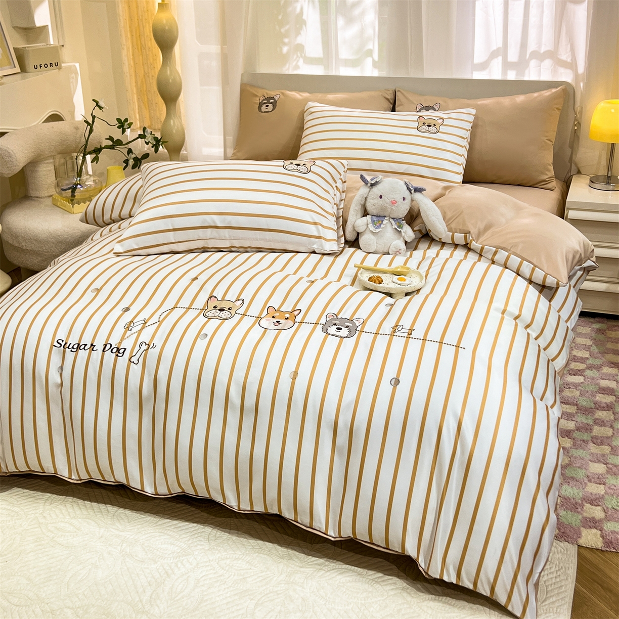 91家纺网 家纺一手货源 找家纺 经年 2026新款水洗真丝四件套-好伙伴 好伙伴-香槟