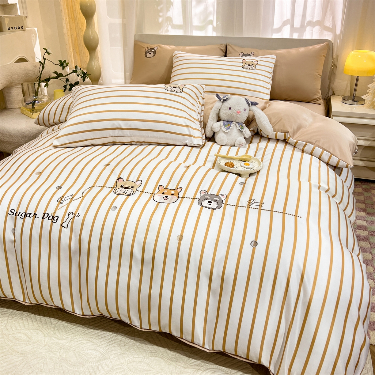 91家纺网 家纺一手货源 找家纺 经年 2026新款水洗真丝四件套-好伙伴 好伙伴-香槟