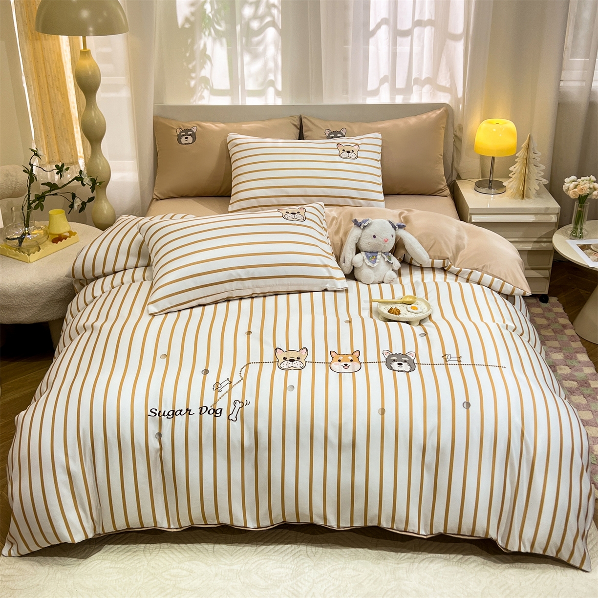 91家纺网 家纺一手货源 找家纺 经年 2026新款水洗真丝四件套-好伙伴 好伙伴-香槟