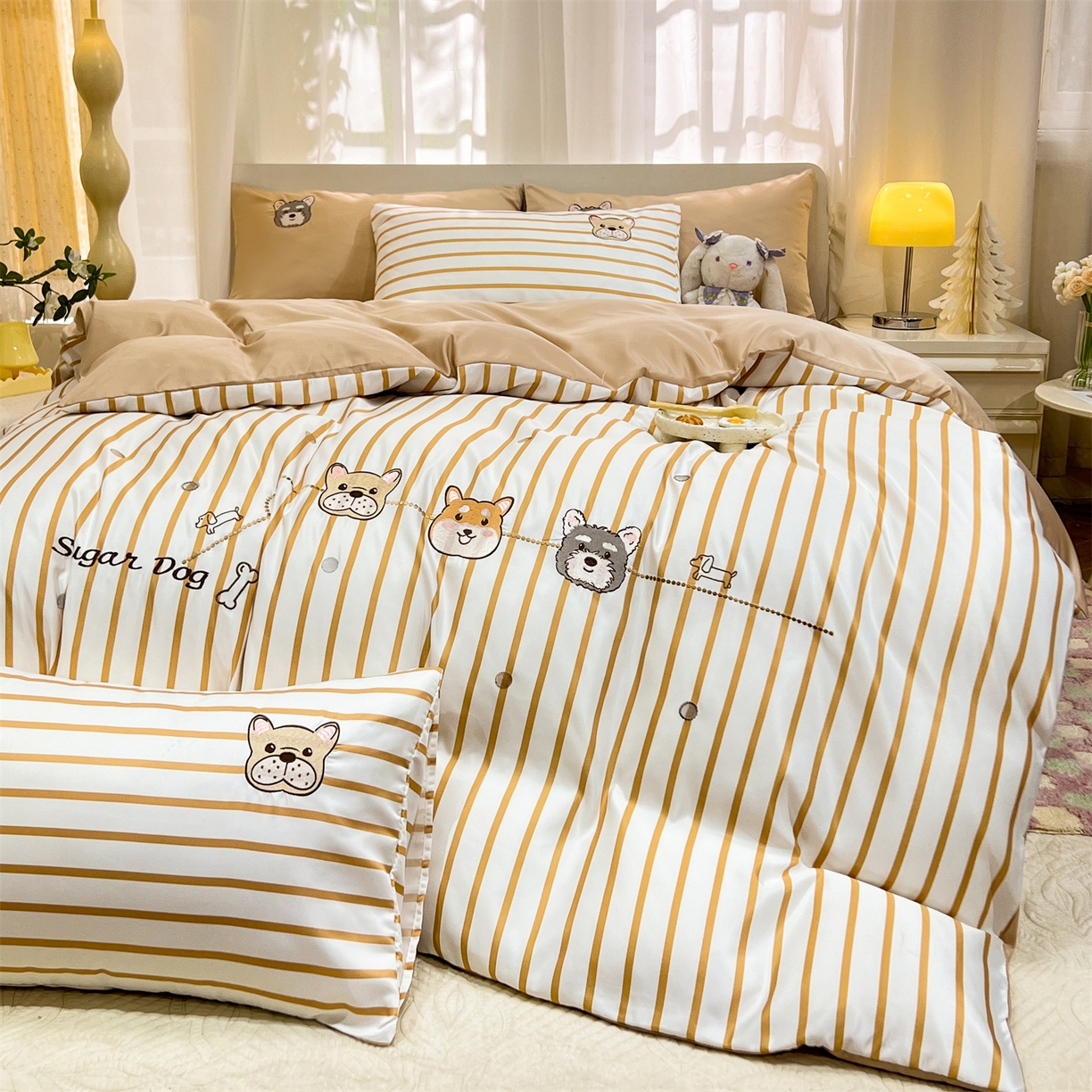 91家纺网 家纺一手货源 找家纺 经年 2026新款水洗真丝四件套-好伙伴 好伙伴-香槟