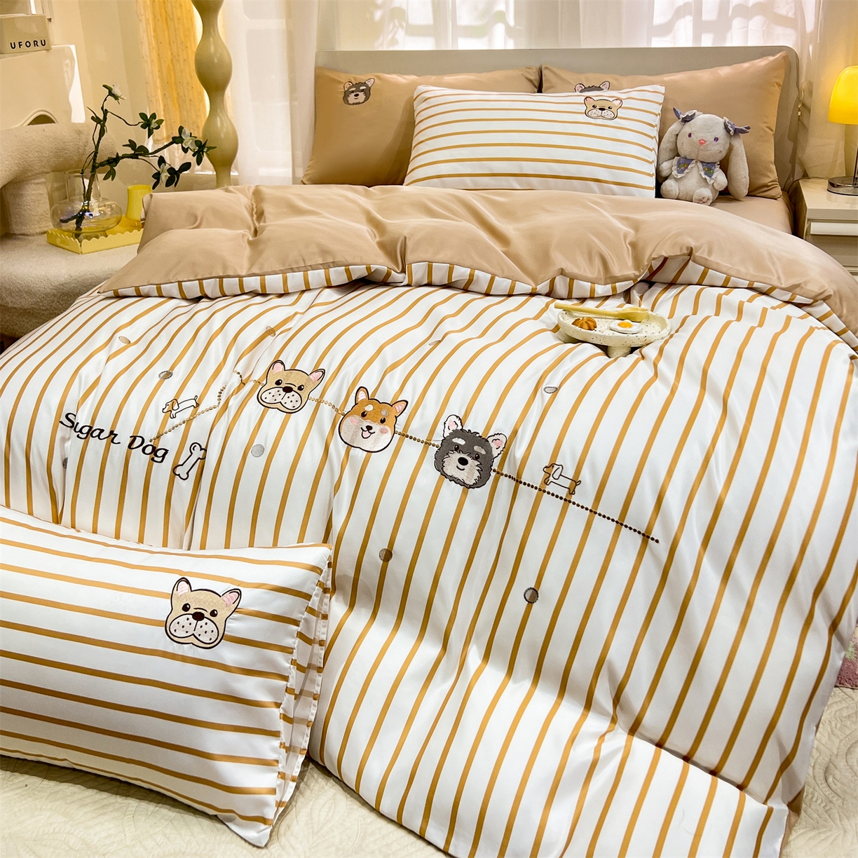 91家纺网 家纺一手货源 找家纺 经年 2026新款水洗真丝四件套-好伙伴 好伙伴-香槟