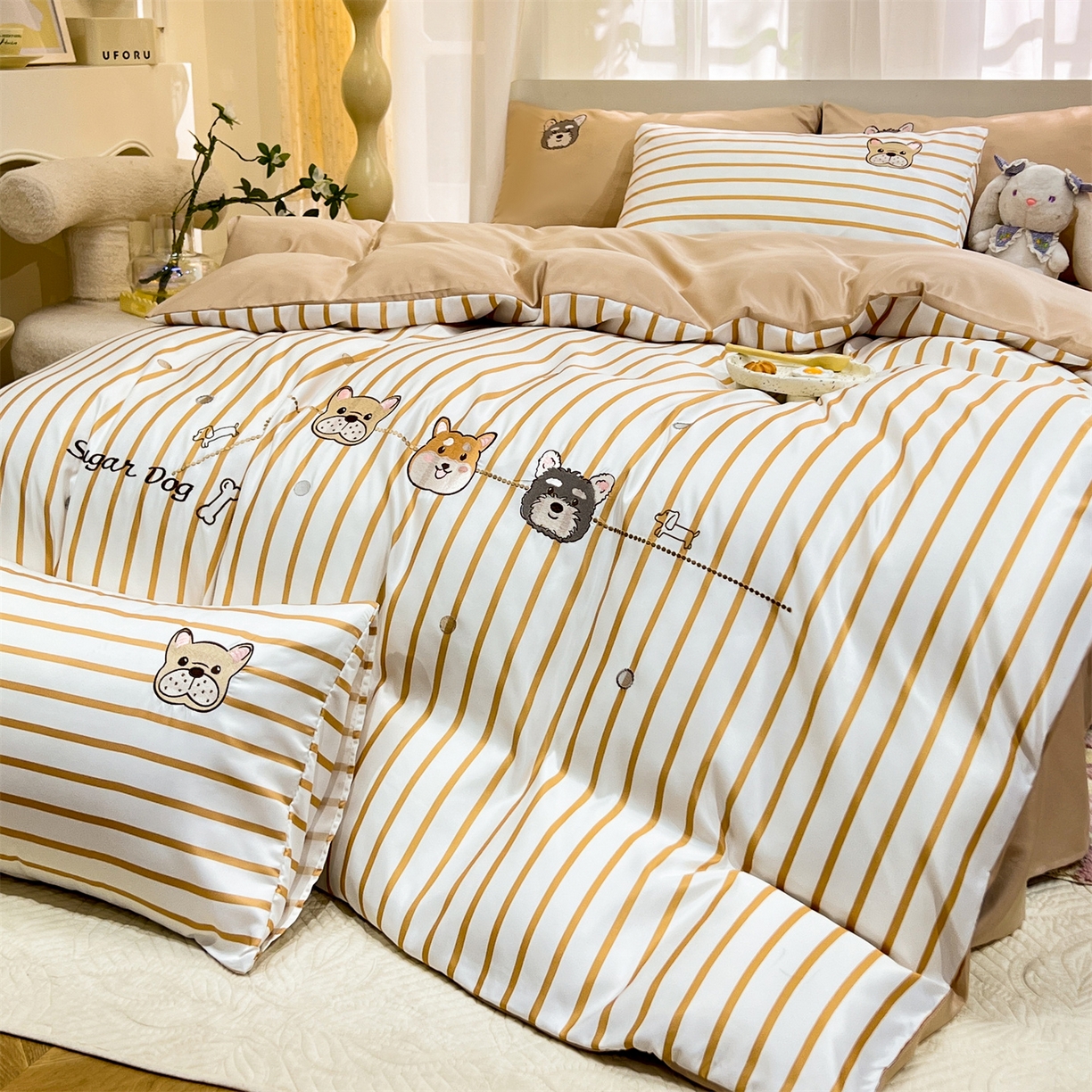 91家纺网 家纺一手货源 找家纺 经年 2026新款水洗真丝四件套-好伙伴 好伙伴-香槟