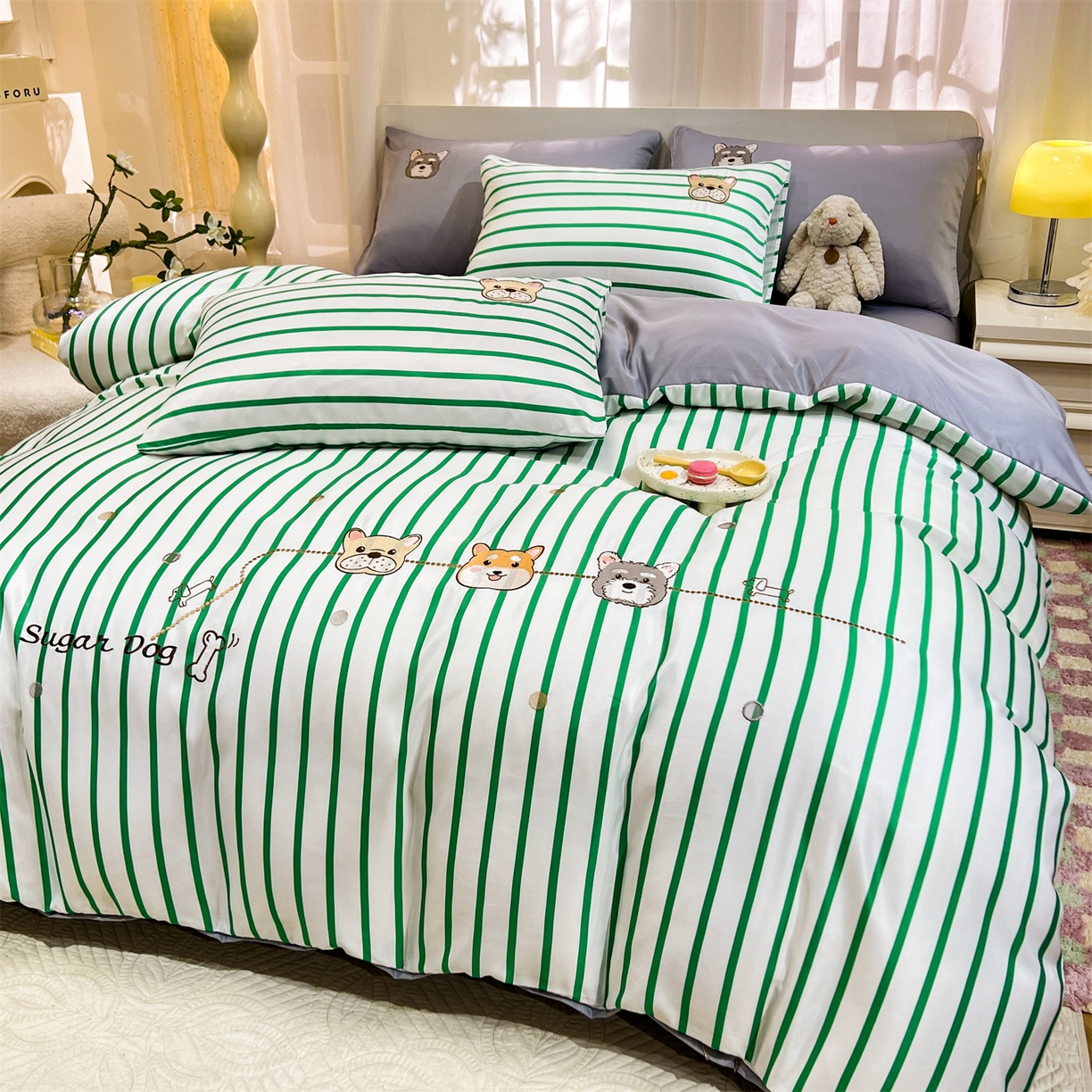 91家纺网 家纺一手货源 找家纺 经年 2026新款水洗真丝四件套-好伙伴 好伙伴-香草灰