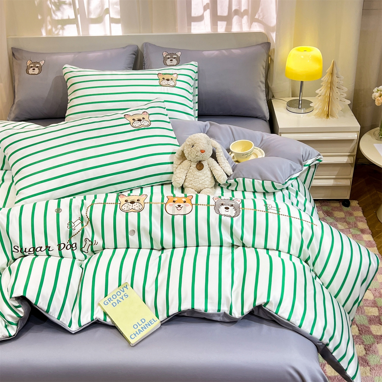 91家纺网 家纺一手货源 找家纺 经年 2026新款水洗真丝四件套-好伙伴 好伙伴-香草灰