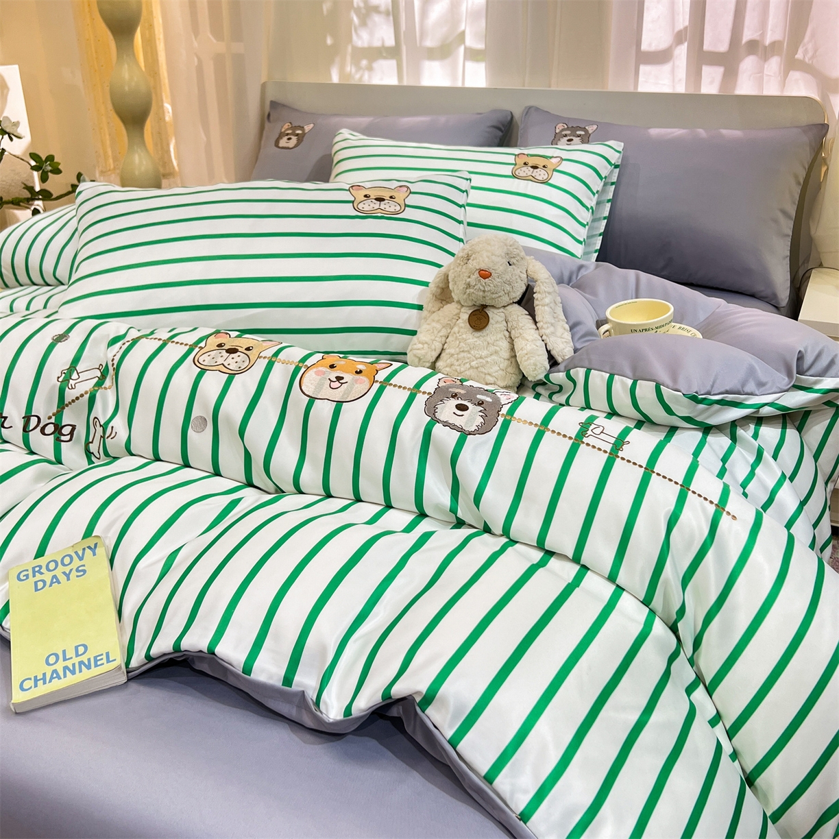 91家纺网 家纺一手货源 找家纺 经年 2026新款水洗真丝四件套-好伙伴 好伙伴-香草灰