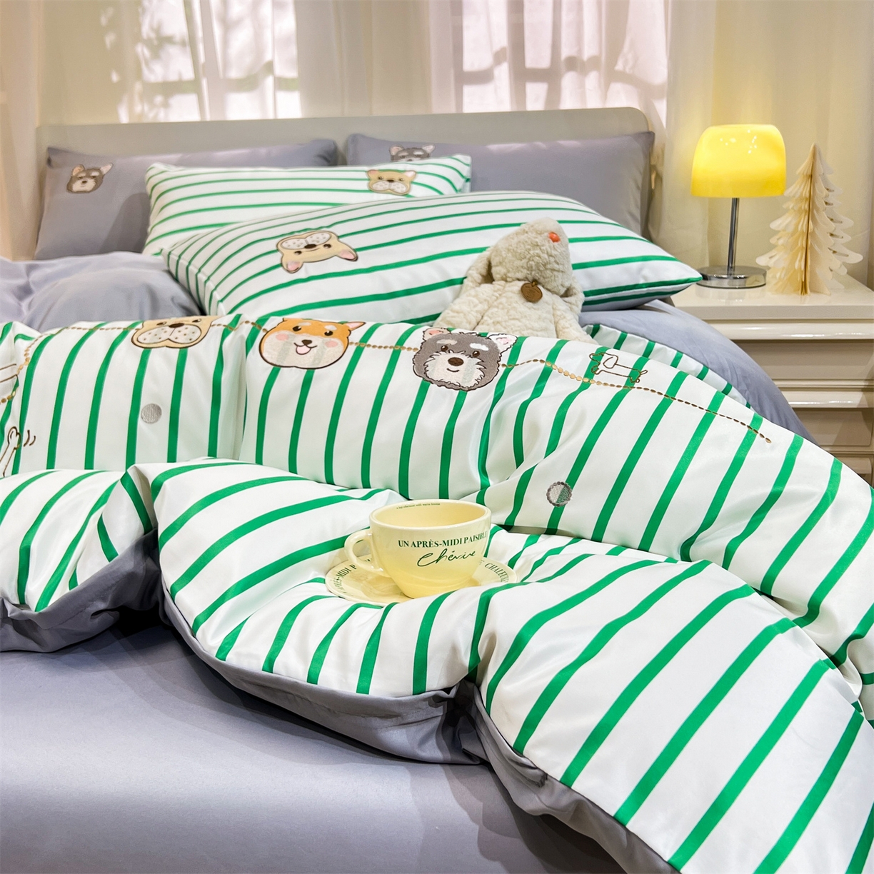 91家纺网 家纺一手货源 找家纺 经年 2026新款水洗真丝四件套-好伙伴 好伙伴-香草灰