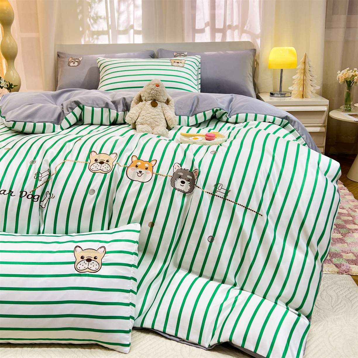 91家纺网 家纺一手货源 找家纺 经年 2026新款水洗真丝四件套-好伙伴 好伙伴-香草灰