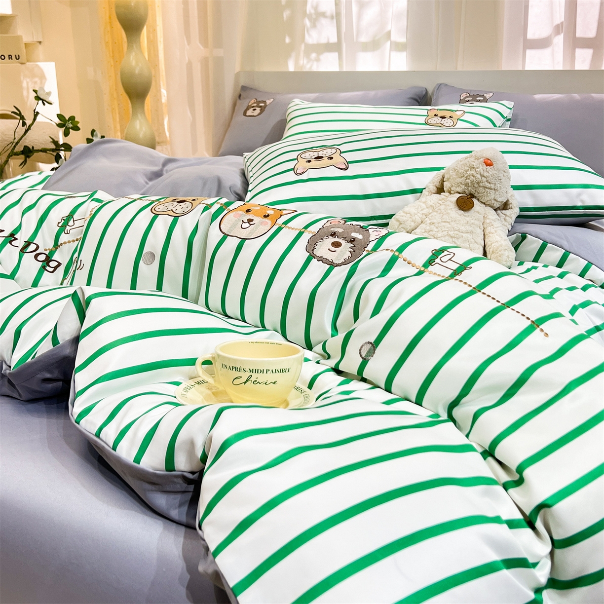 91家纺网 家纺一手货源 找家纺 经年 2026新款水洗真丝四件套-好伙伴 好伙伴-香草灰