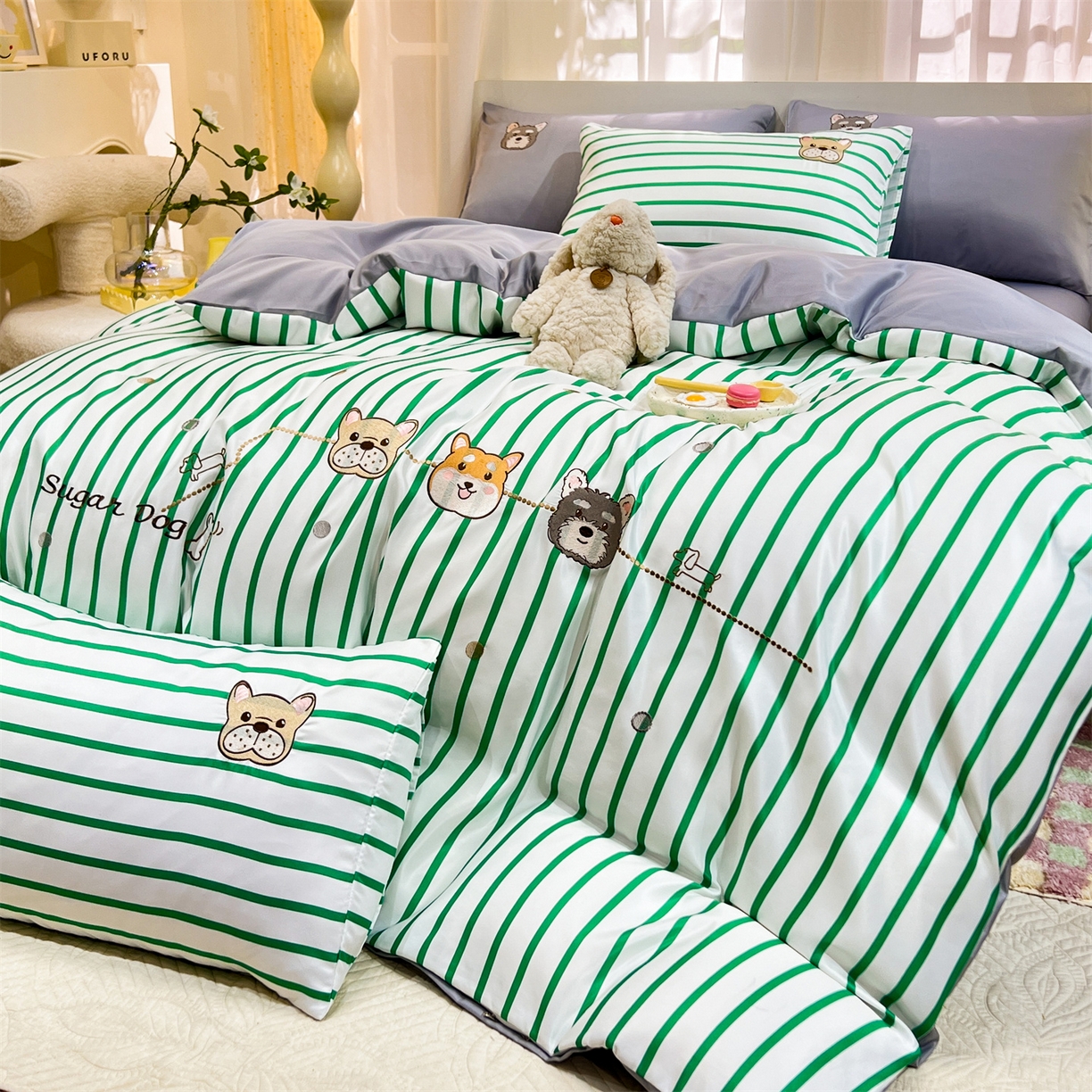 91家纺网 家纺一手货源 找家纺 经年 2026新款水洗真丝四件套-好伙伴 好伙伴-香草灰