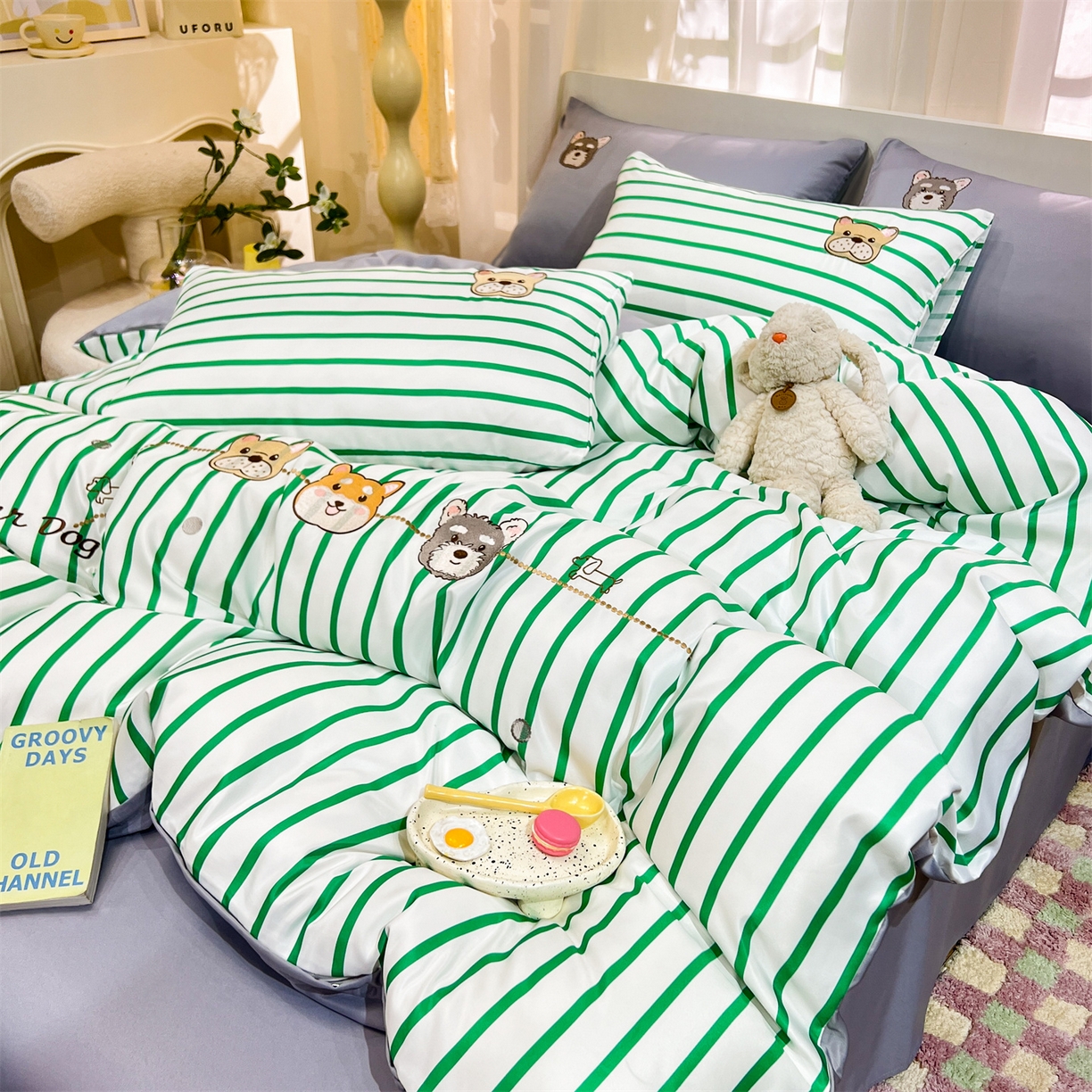 91家纺网 家纺一手货源 找家纺 经年 2026新款水洗真丝四件套-好伙伴 好伙伴-香草灰