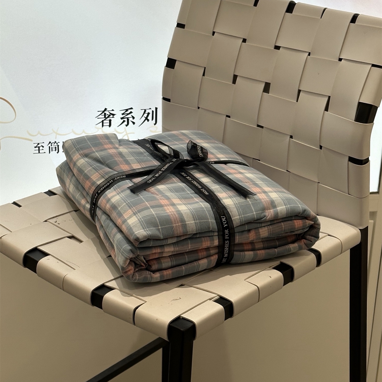 91家纺网 家纺一手货源 找家纺 玖琳家纺 2026新款全棉色织水洗棉四件套 浅绿