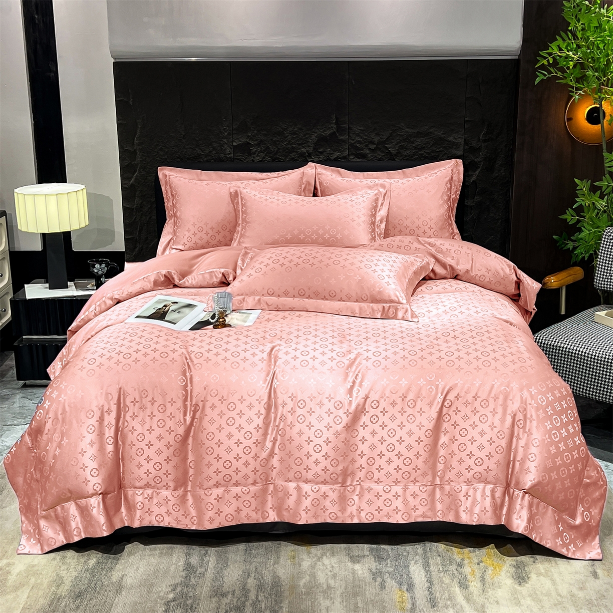 91家纺网 家纺一手货源 找家纺 经年 2026新款水洗真丝提花四件套 格林-粉玉