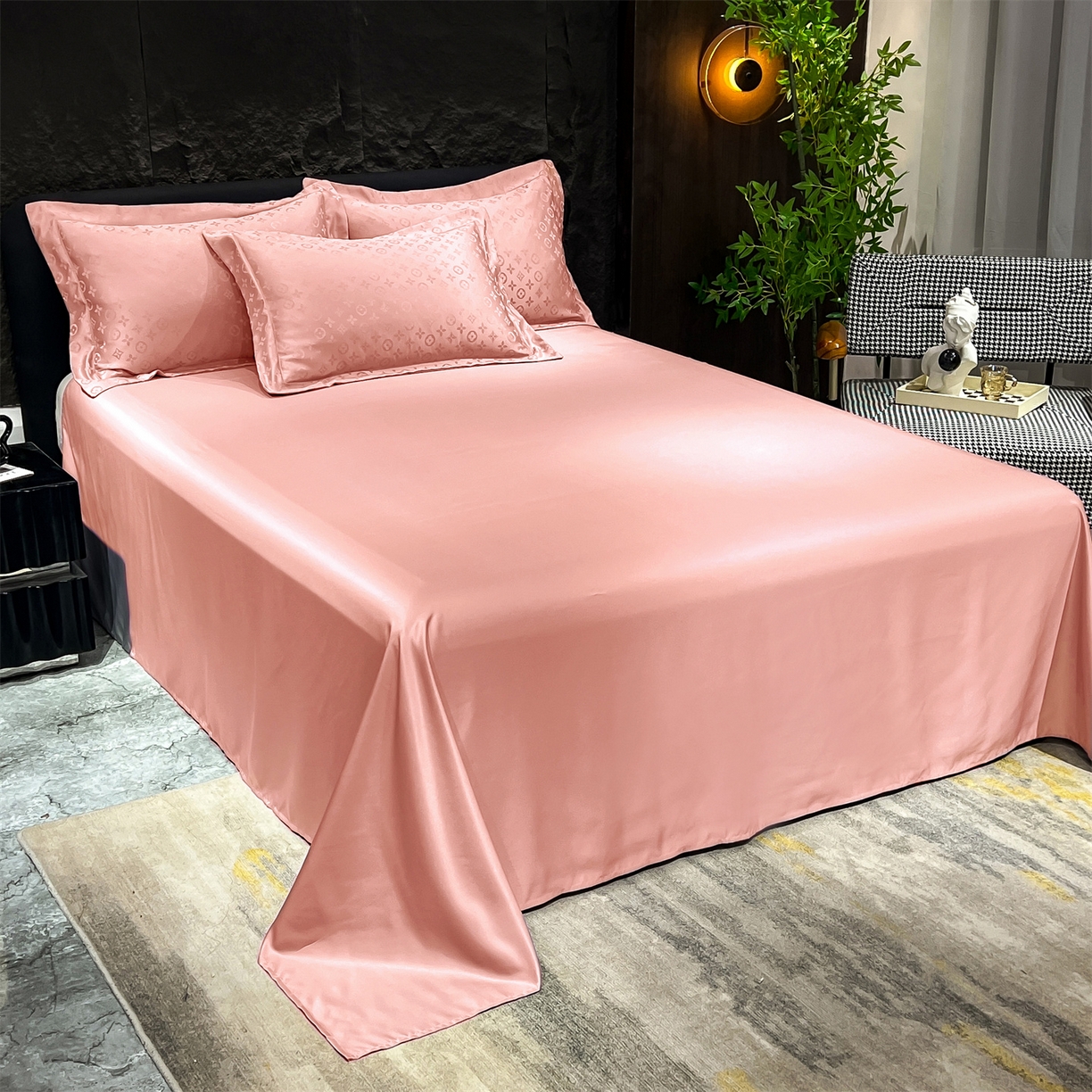 91家纺网 家纺一手货源 找家纺 经年 2026新款水洗真丝提花四件套 格林-粉玉