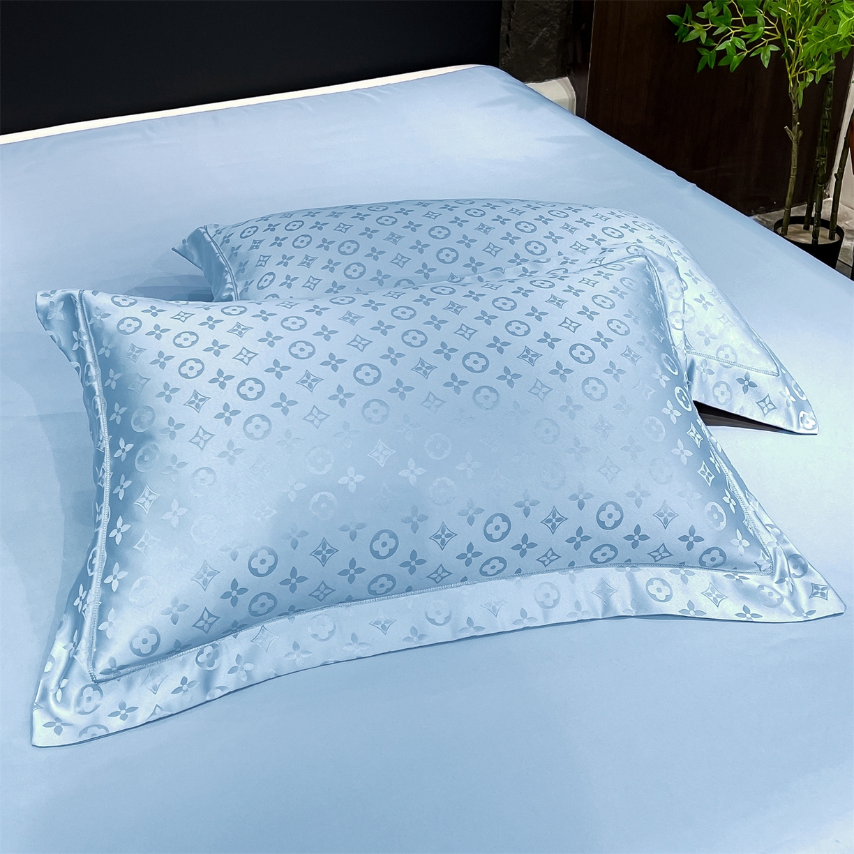 91家纺网 家纺一手货源 找家纺 经年 2026新款水洗真丝提花四件套 格林-天蓝