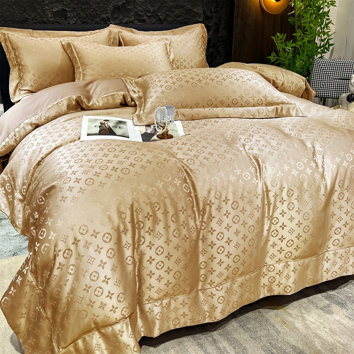 91家纺网 家纺一手货源 找家纺 经年 2026新款水洗真丝提花四件套 格林-香槟