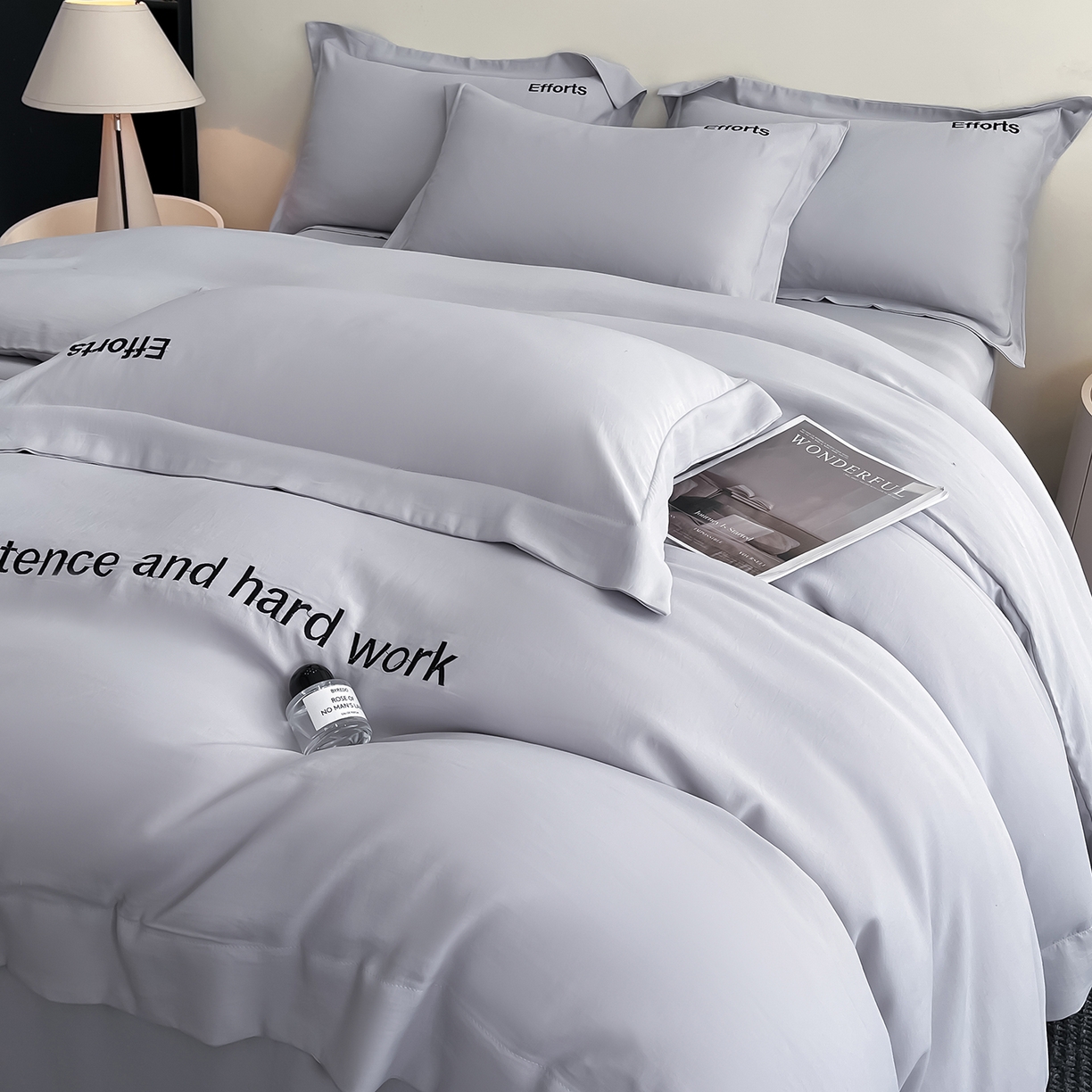 经年 2026春夏新款天丝刺绣四件套-有理想 有理想-爵士灰