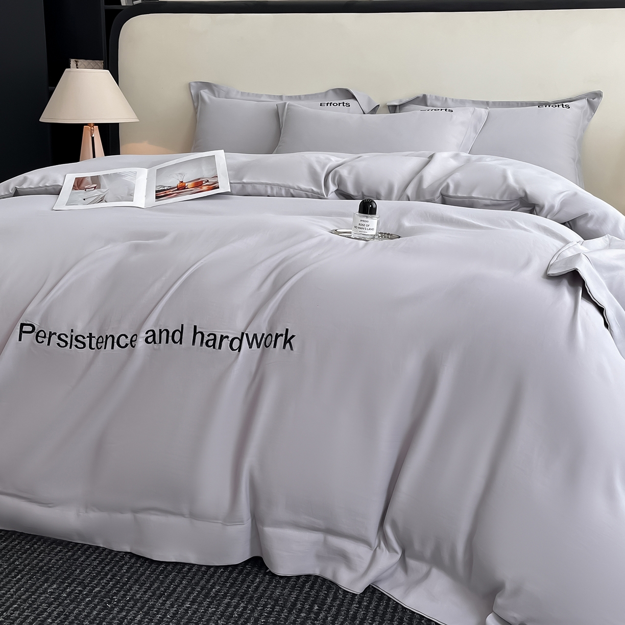 91家纺网 家纺一手货源 找家纺 经年 2026春夏新款天丝刺绣四件套-有理想 有理想-爵士灰