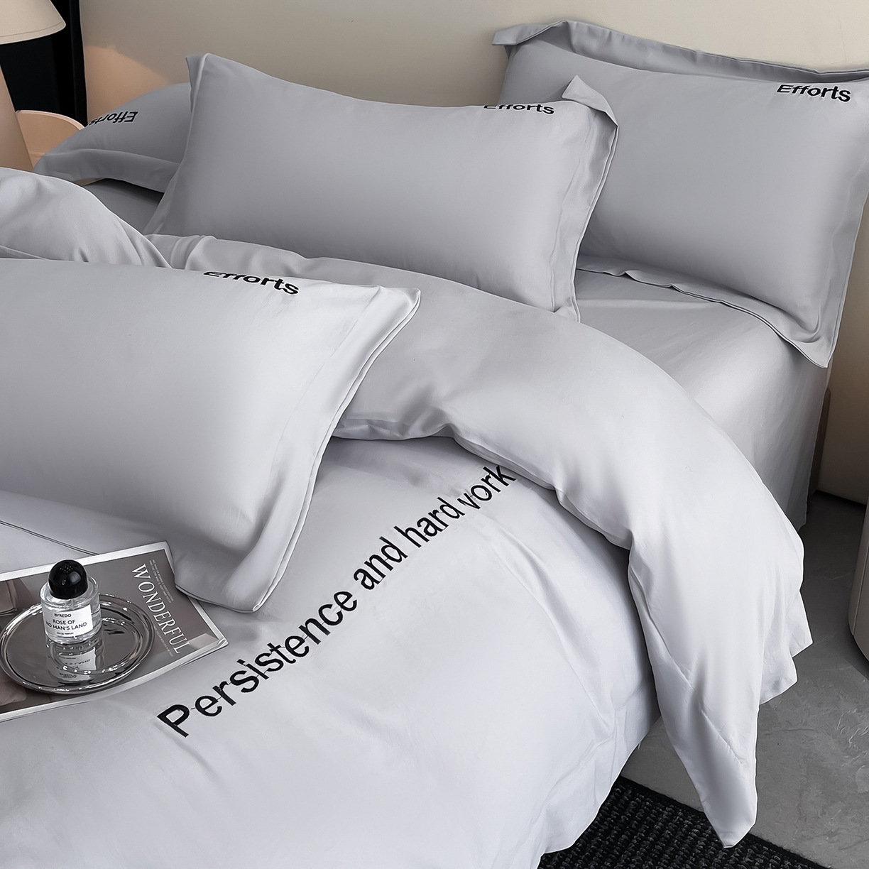 91家纺网 家纺一手货源 找家纺 经年 2026春夏新款天丝刺绣四件套-有理想 有理想-爵士灰