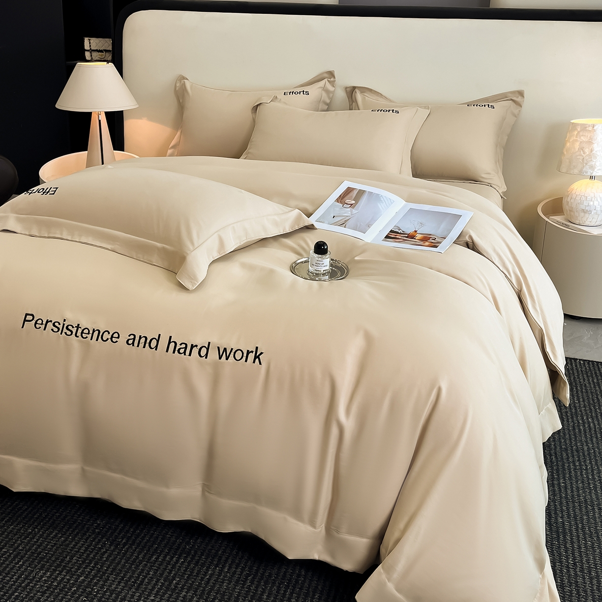 91家纺网 家纺一手货源 找家纺 经年 2026春夏新款天丝刺绣四件套-有理想 有理想-香槟