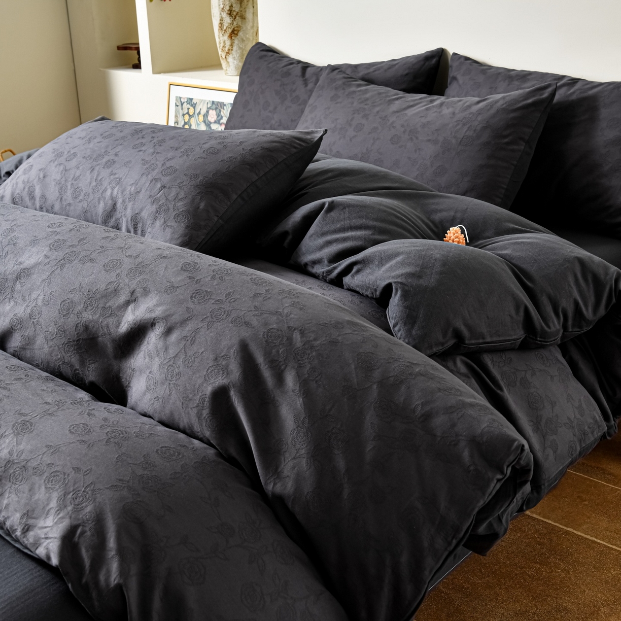 91家纺网 家纺一手货源 找家纺 （总）菡宝 2026春夏新款全棉纯棉色织提花四件套-中古玫瑰