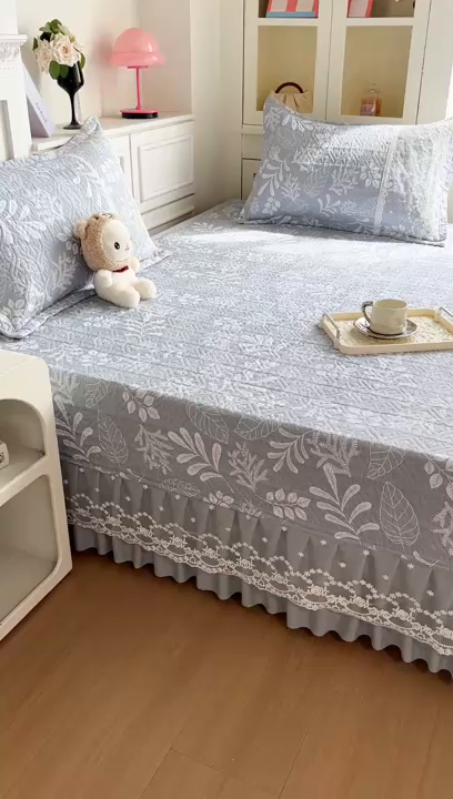 91家纺网 家纺一手货源 找家纺 手艺人家纺 2026新款四季通用榻榻米纯棉床盖专用防滑夹棉绗缝床单坑盖炕罩垫子可机洗定制 春语灰