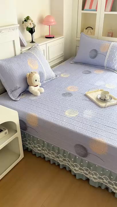 91家纺网 家纺一手货源 找家纺 手艺人家纺 2026新款四季通用榻榻米纯棉床盖专用防滑夹棉绗缝床单坑盖炕罩垫子可机洗定制 漫沙华紫