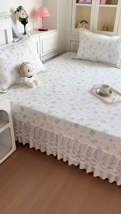 91家纺网 家纺一手货源 找家纺 手艺人家纺 2026新款四季通用榻榻米纯棉床盖专用防滑夹棉绗缝床单坑盖炕罩垫子可机洗定制 花开漫野