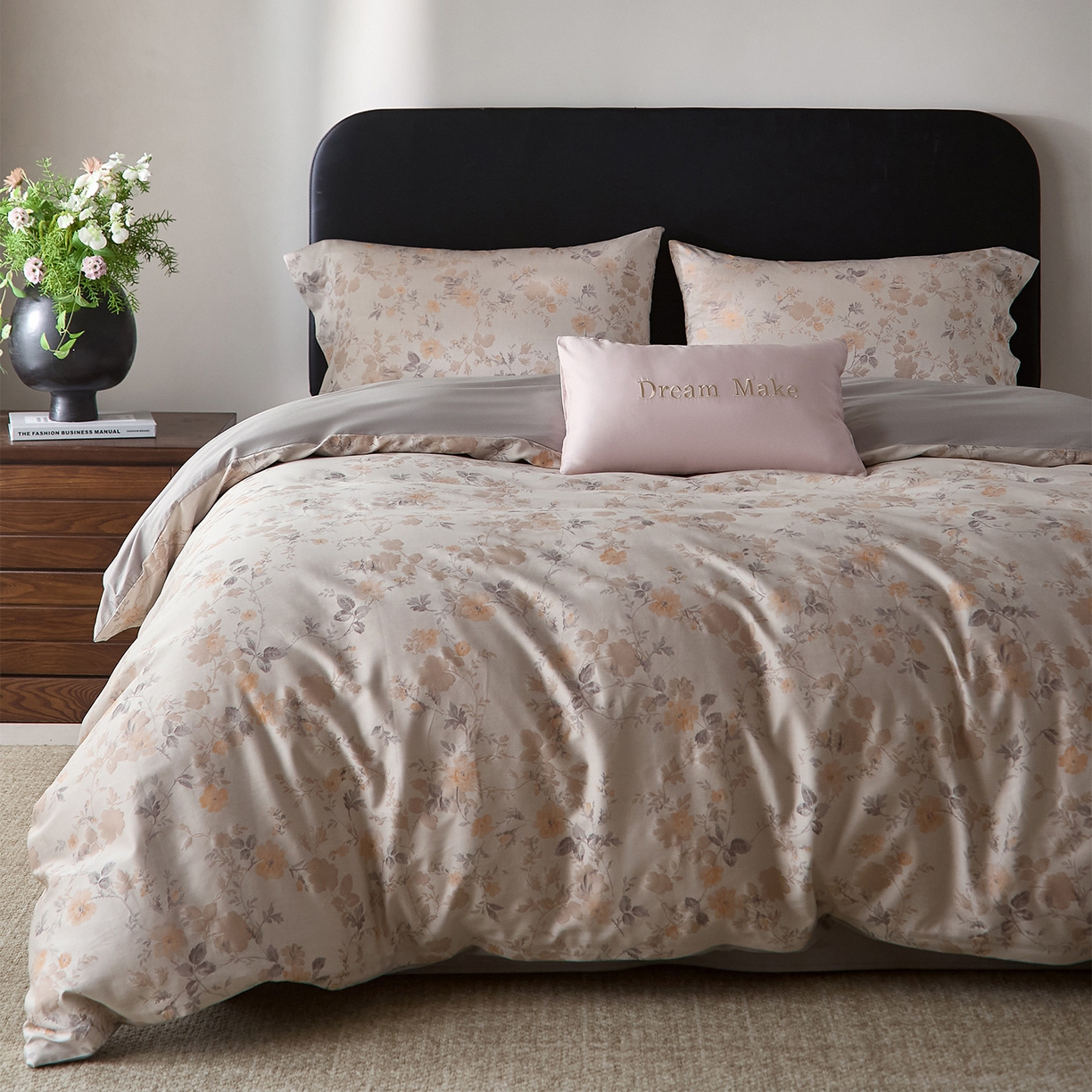 91家纺网 家纺一手货源 找家纺 （总）ONE TWO ONE 121 2026新款100s50支长绒棉全棉床上用品色织提花四件套纽扣款-梦谷花园风格一