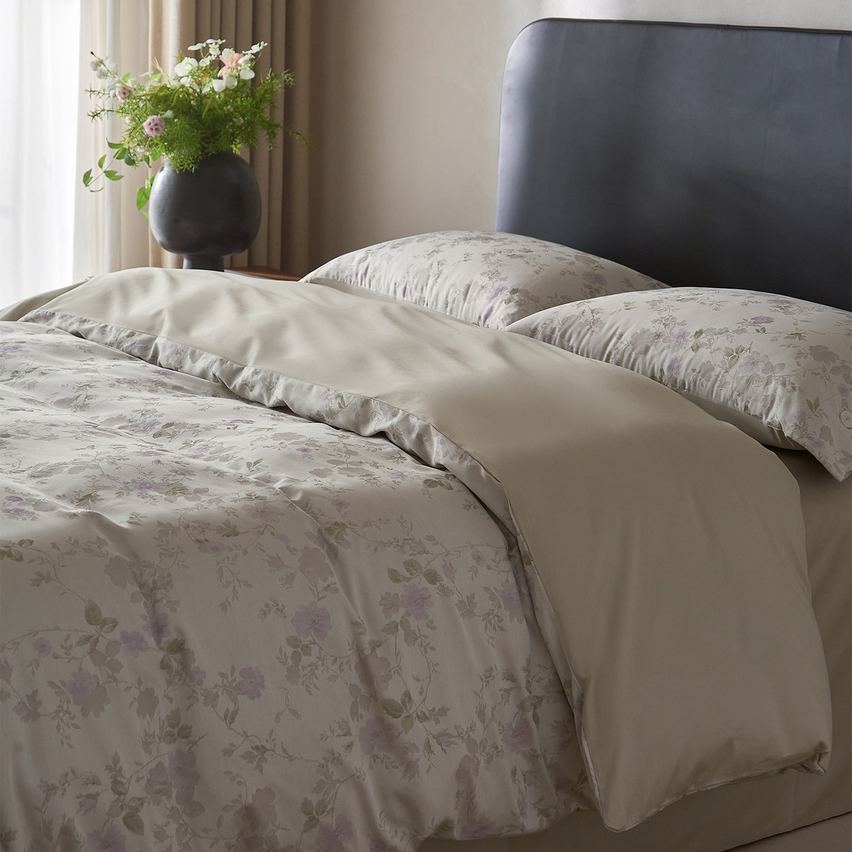 91家纺网 家纺一手货源 找家纺 ONE TWO ONE 121 2026新款100s50支长绒棉全棉床上用品色织提花四件套纽扣款-梦谷花园风格一 梦谷花园-青绿