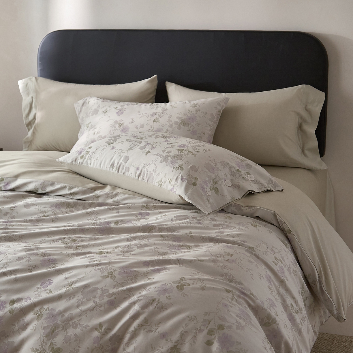 91家纺网 家纺一手货源 找家纺 ONE TWO ONE 121 2026新款100s50支长绒棉全棉床上用品色织提花四件套纽扣款-梦谷花园风格一 梦谷花园-青绿