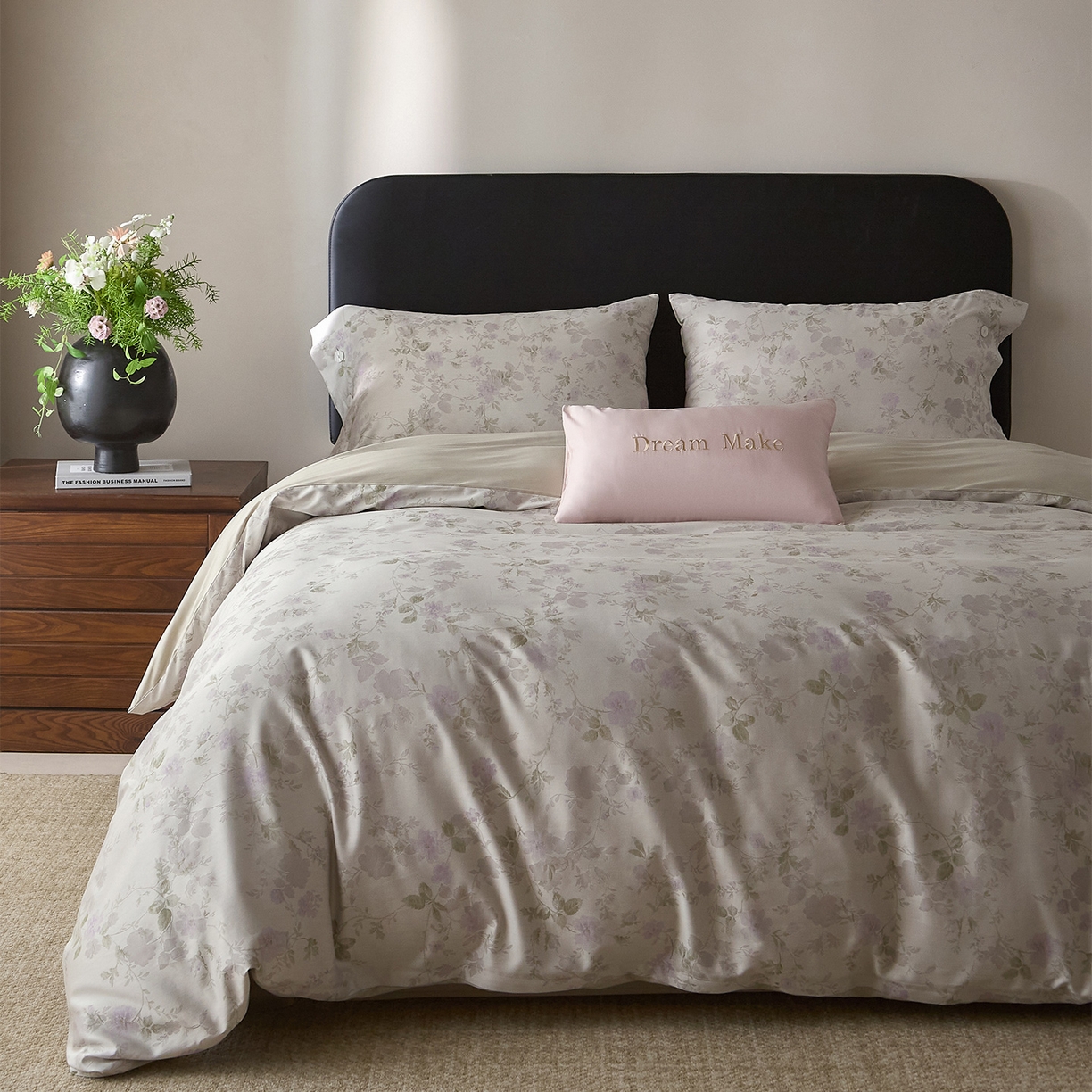 91家纺网 家纺一手货源 找家纺 ONE TWO ONE 121 2026新款100s50支长绒棉全棉床上用品色织提花四件套纽扣款-梦谷花园风格一 梦谷花园-青绿