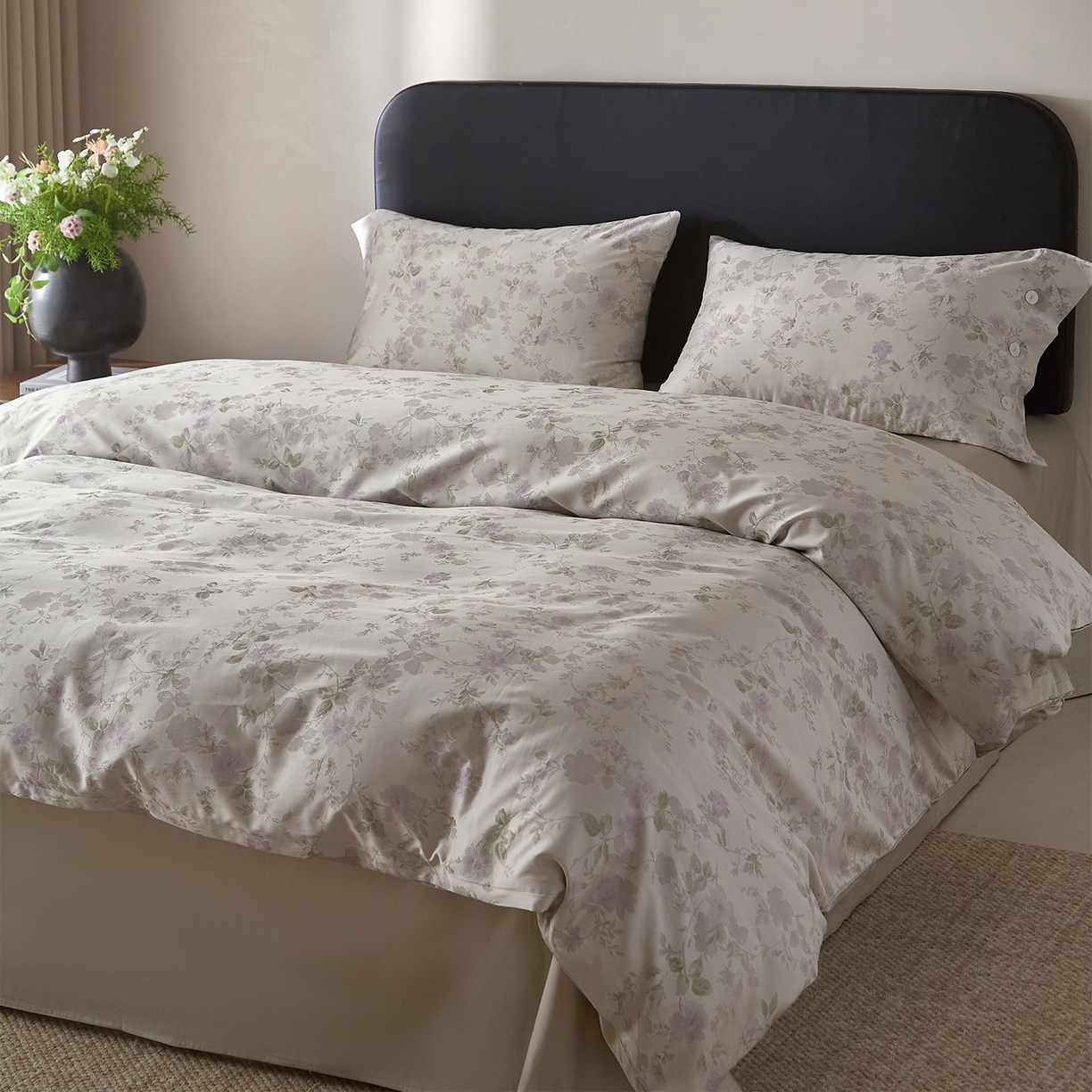 91家纺网 家纺一手货源 找家纺 ONE TWO ONE 121 2026新款100s50支长绒棉全棉床上用品色织提花四件套纽扣款-梦谷花园风格一 梦谷花园-青绿