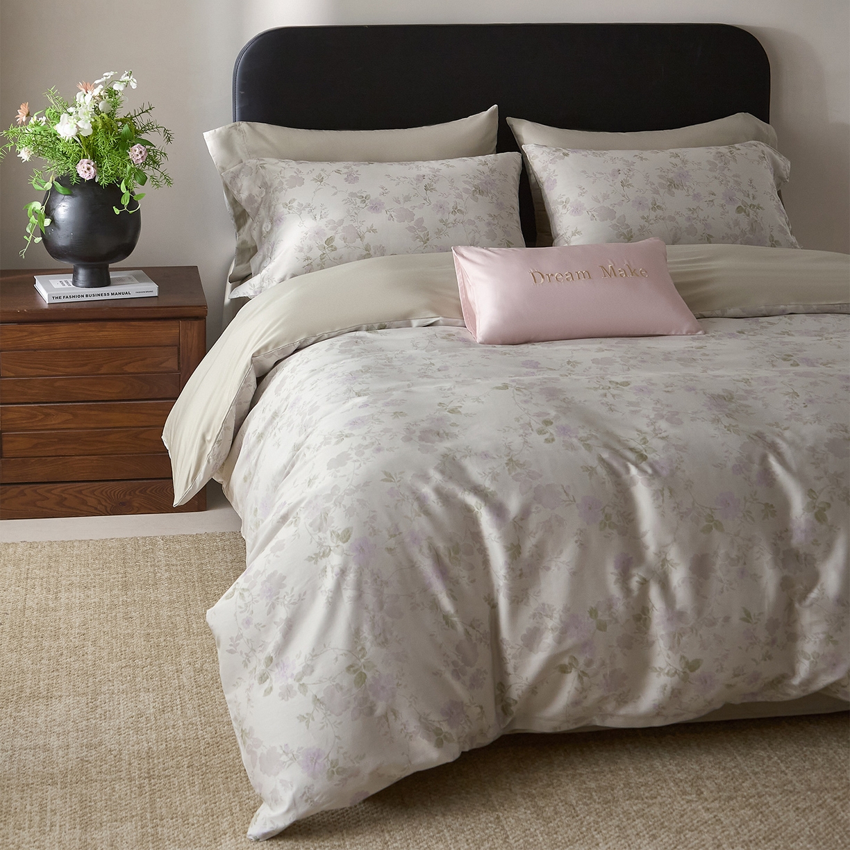 91家纺网 家纺一手货源 找家纺 ONE TWO ONE 121 2026新款100s50支长绒棉全棉床上用品色织提花四件套纽扣款-梦谷花园风格一 梦谷花园-青绿