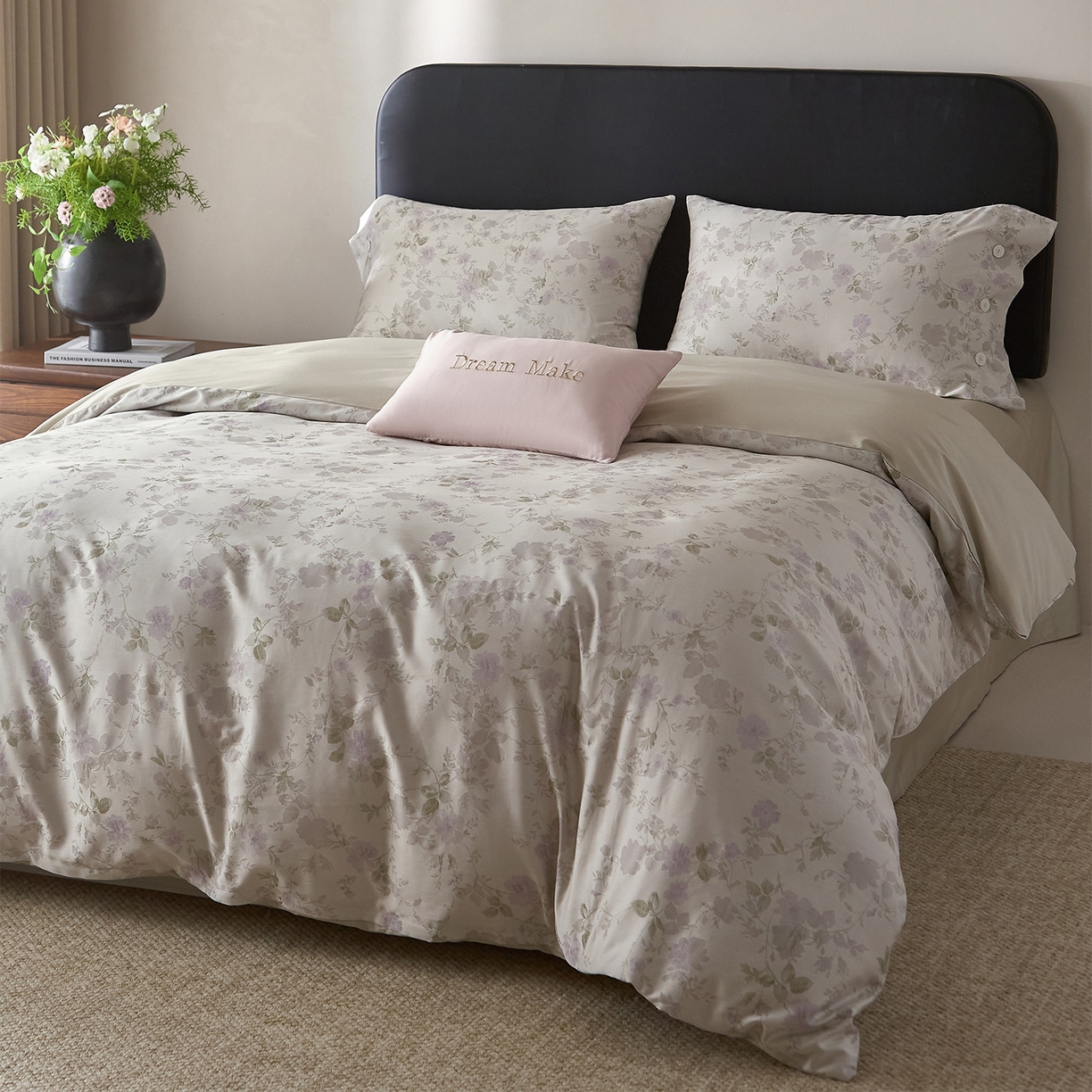 91家纺网 家纺一手货源 找家纺 ONE TWO ONE 121 2026新款100s50支长绒棉全棉床上用品色织提花四件套纽扣款-梦谷花园风格一 梦谷花园-青绿