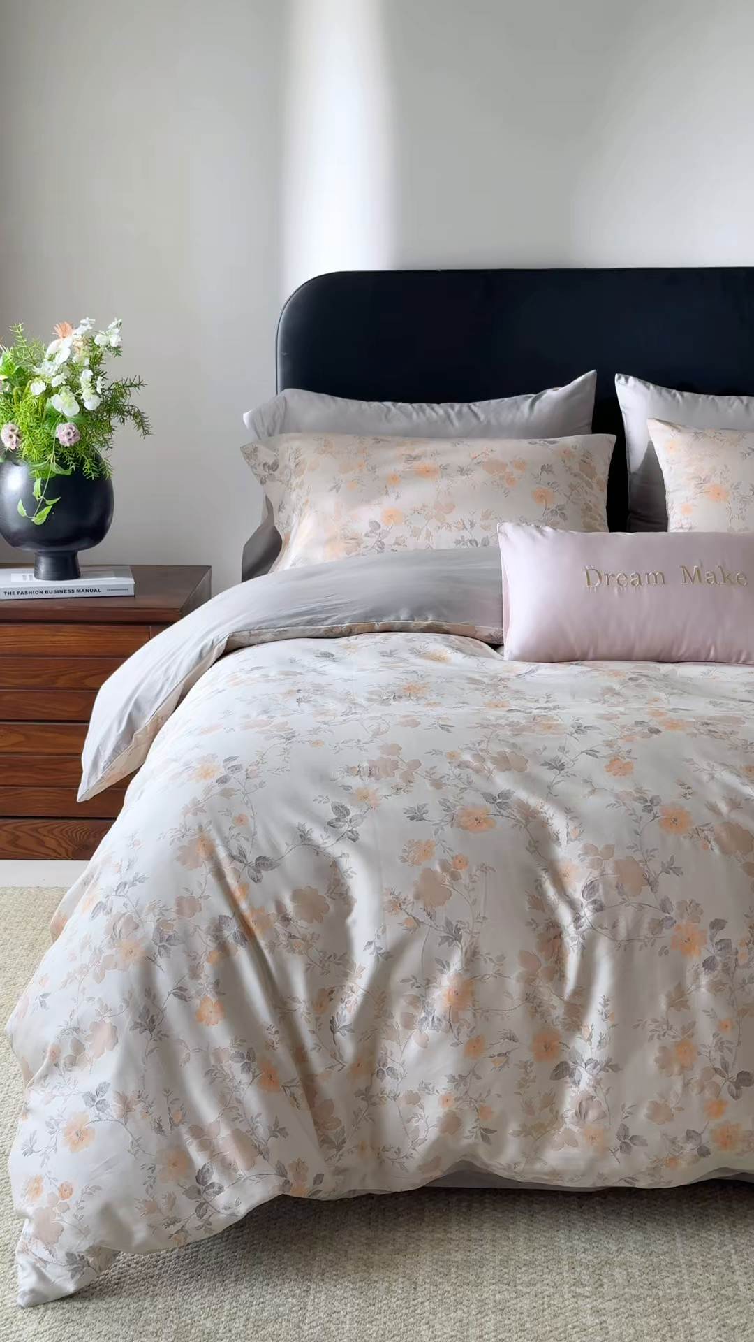 91家纺网 家纺一手货源 找家纺 ONE TWO ONE 121 2026新款100s50支长绒棉全棉床上用品色织提花四件套纽扣款-梦谷花园风格一 梦谷花园-蜜橙