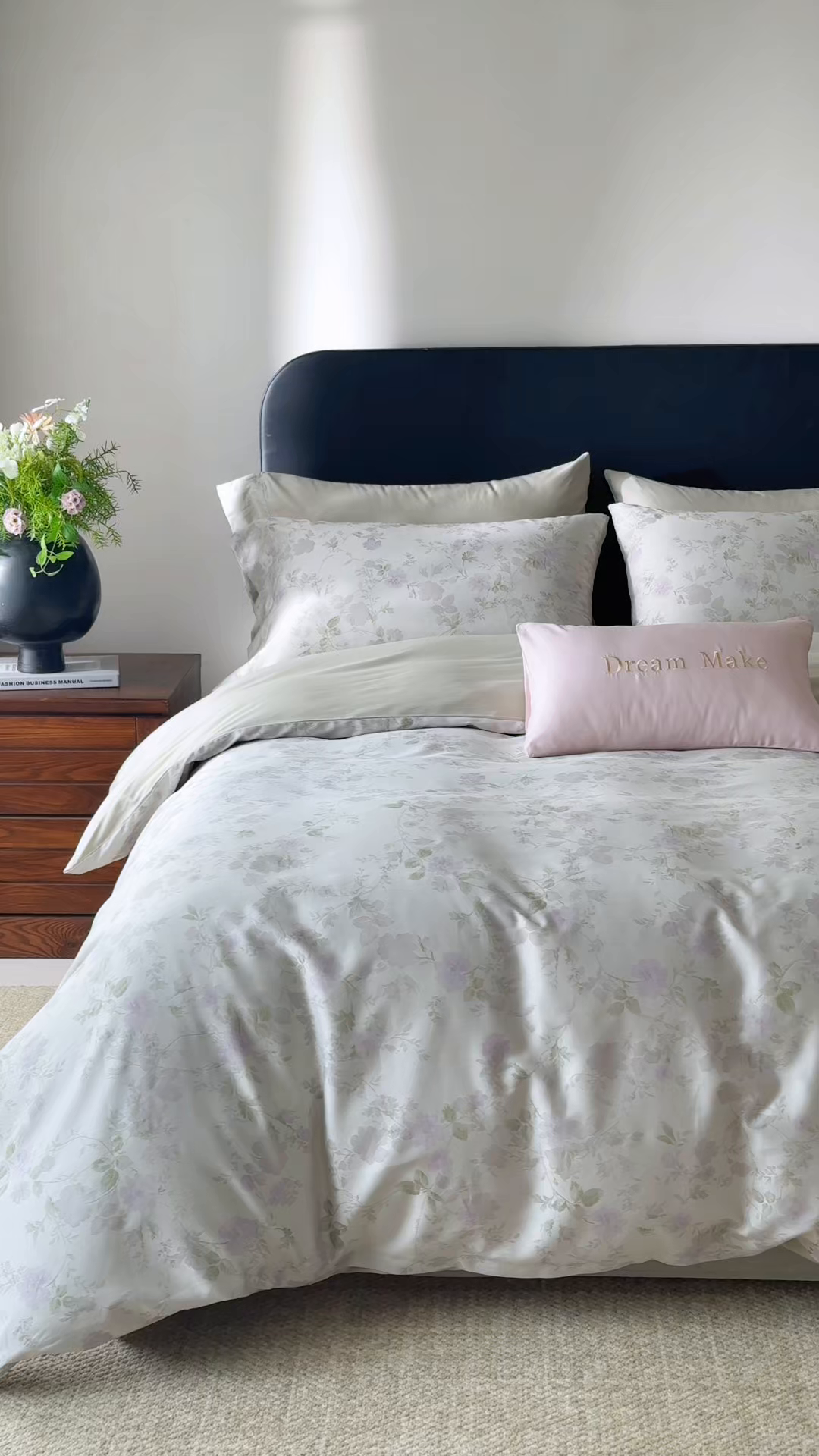 91家纺网 家纺一手货源 找家纺 ONE TWO ONE 121 2026新款100s50支长绒棉全棉床上用品色织提花四件套纽扣款-梦谷花园风格一 梦谷花园-青绿